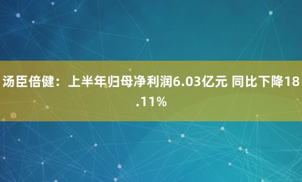 汤臣倍健：上半年归母净利润6.03亿元 同比下降18.11%