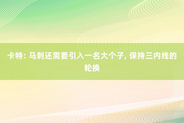 卡特: 马刺还需要引入一名大个子, 保持三内线的轮换