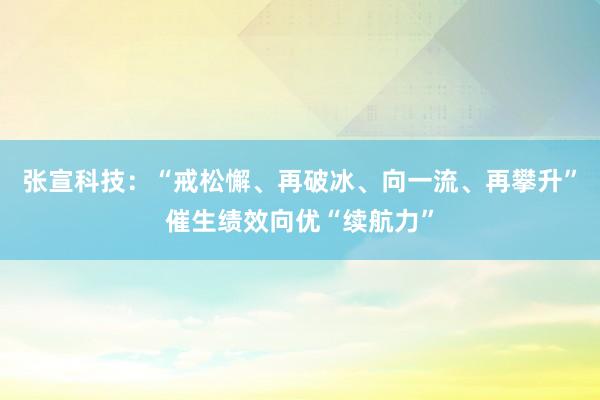 张宣科技：“戒松懈、再破冰、向一流、再攀升”催生绩效向优“续航力”