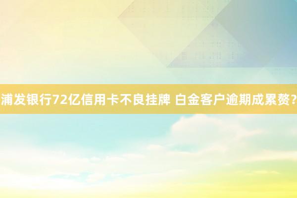 浦发银行72亿信用卡不良挂牌 白金客户逾期成累赘？