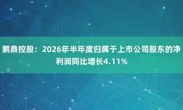 鹏鼎控股：2026年半年度归属于上市公司股东的净利润同比增长4.11%