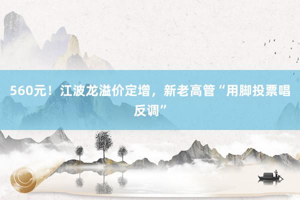 560元！江波龙溢价定增，新老高管“用脚投票唱反调”