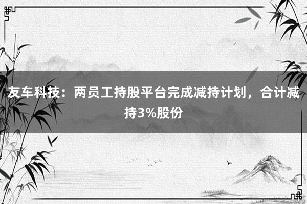 友车科技：两员工持股平台完成减持计划，合计减持3%股份