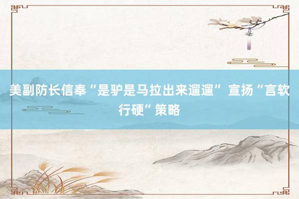 美副防长信奉“是驴是马拉出来遛遛” 宣扬“言软行硬”策略