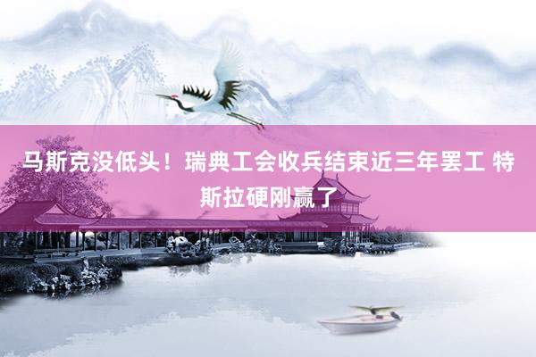 马斯克没低头!瑞典工会收兵结束近三年罢工 特斯拉硬刚赢了