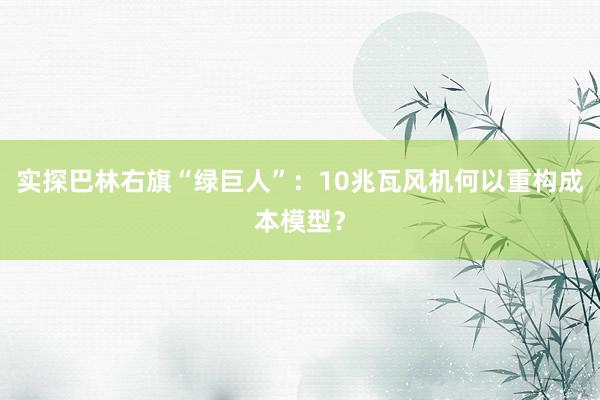实探巴林右旗“绿巨人”：10兆瓦风机何以重构成本模型？