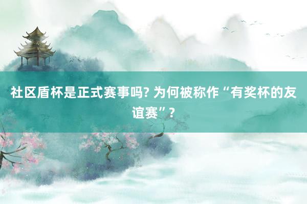 社区盾杯是正式赛事吗? 为何被称作“有奖杯的友谊赛”?
