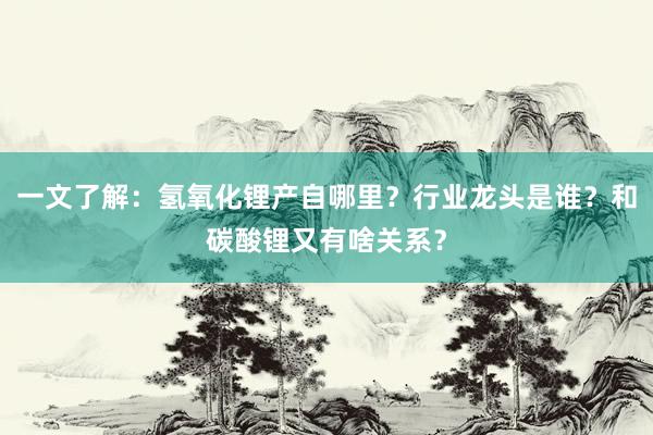 一文了解：氢氧化锂产自哪里？行业龙头是谁？和碳酸锂又有啥关系？
