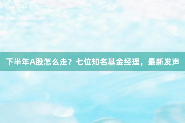 下半年A股怎么走？七位知名基金经理，最新发声