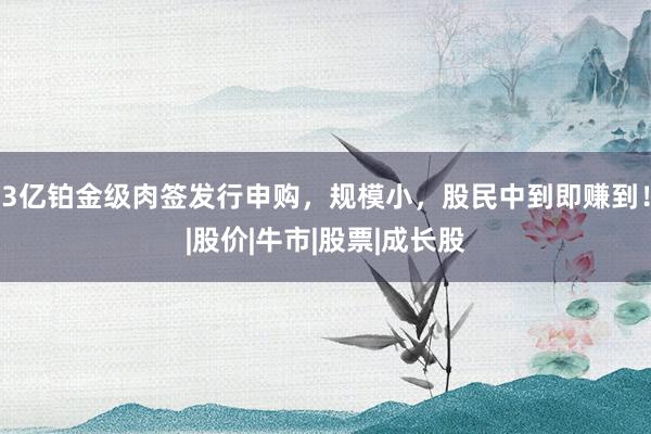 3亿铂金级肉签发行申购，规模小，股民中到即赚到！|股价|牛市|股票|成长股
