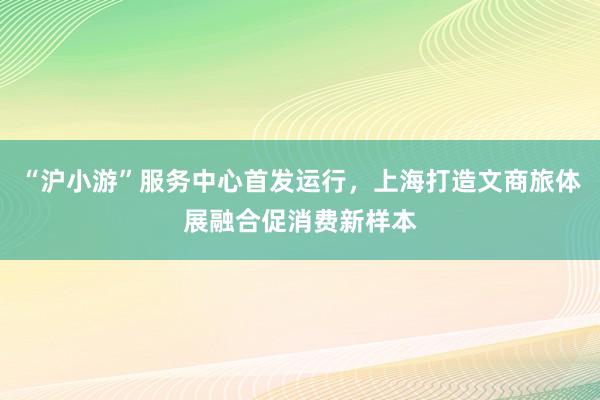 “沪小游”服务中心首发运行,上海打造文商旅体展融合促消费新样本