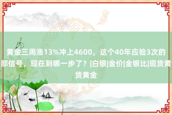 黄金三周涨13%冲上4600，这个40年应验3次的顶部信号，现在到哪一步了？|白银|金价|金银比|现货黄金