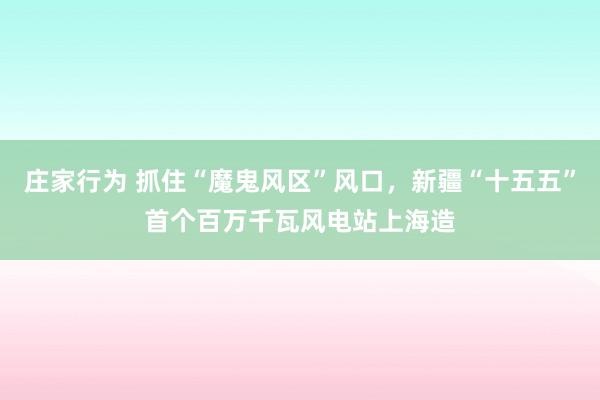 庄家行为 抓住“魔鬼风区”风口，新疆“十五五”首个百万千瓦风电站上海造