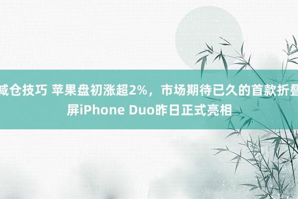减仓技巧 苹果盘初涨超2%，市场期待已久的首款折叠屏iPhone Duo昨日正式亮相