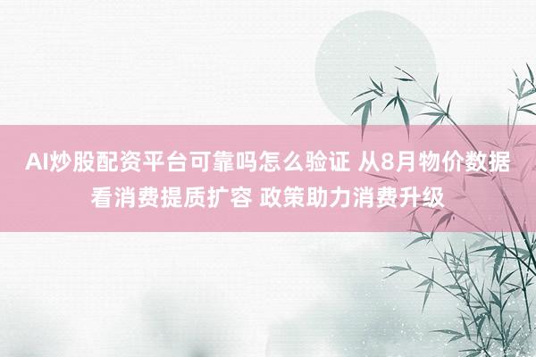 AI炒股配资平台可靠吗怎么验证 从8月物价数据看消费提质扩容 政策助力消费升级