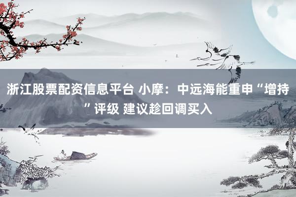 浙江股票配资信息平台 小摩：中远海能重申“增持”评级 建议趁回调买入
