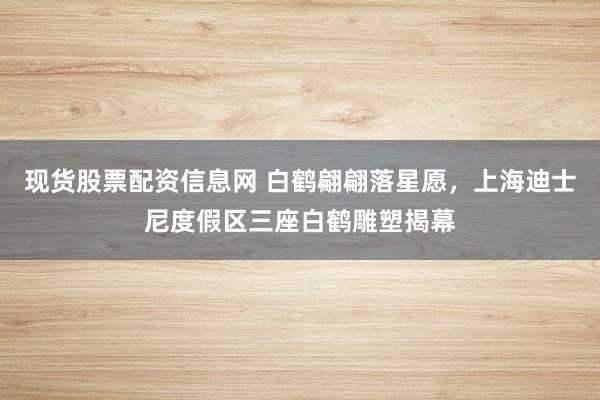 现货股票配资信息网 白鹤翩翩落星愿，上海迪士尼度假区三座白鹤雕塑揭幕